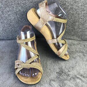 TAOS Trulie Snake Print Tan Leather Open Toe Ankle Strap Sandals EU 37|US 6-6.5